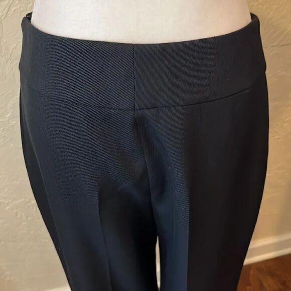 AKRIS Punto Black Textured Wool Wide Leg Flat Front Side Zip Pants, 6! - Picture 7 of 9